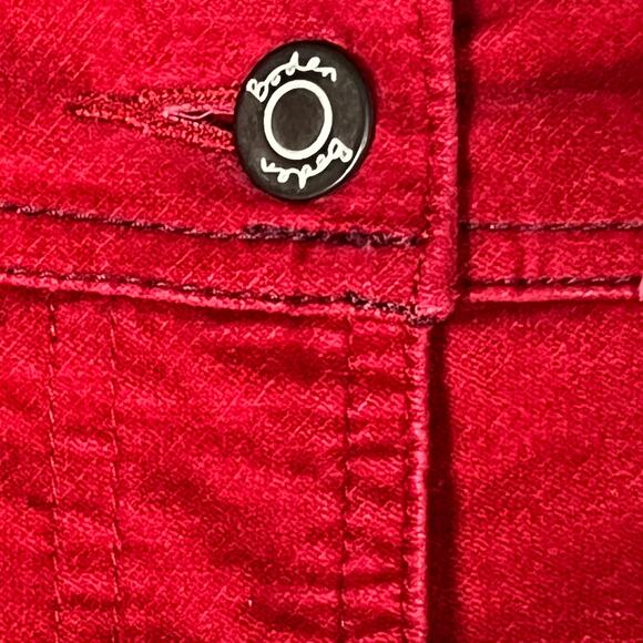 Boden Women's Velvet Mini Skirt Size 14R Red Holiday Pockets Stretch - Picture 4 of 7